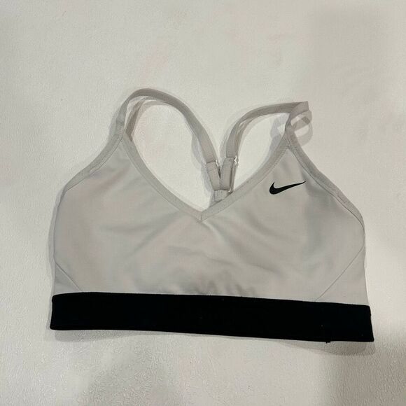 Nike Dri-Fit Sports Bra Small Gray Black Band Activewear - Picture 1 of 6